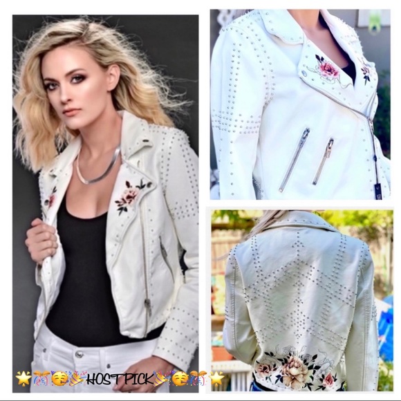 Blank NYC Jackets & Blazers - 🎉HOST PICK🥳 NWT Blank NYC Floral Stud Trendy Zip Moto Bomber Crop Jacket